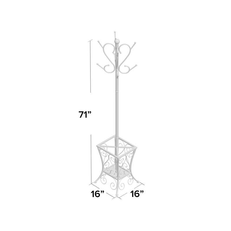 Alcott Hill® Maelly Coat Rack, Hall Tree Free Standing, 8 Hooks, Entryway, 71"H, Umbrella Holder